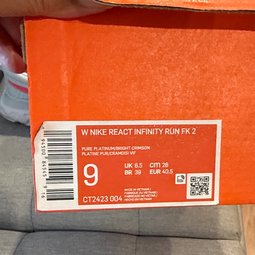 Nike React Infinity Run FK 2 - Pure Platinum and Bright Crimson